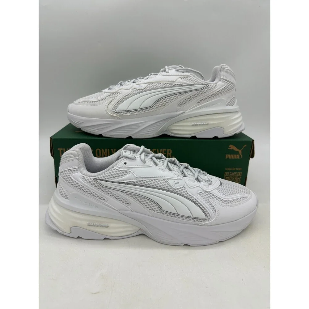 Puma Fade Nitro Men's Size 13 White Silver Running Athletic Shoes 406203 06